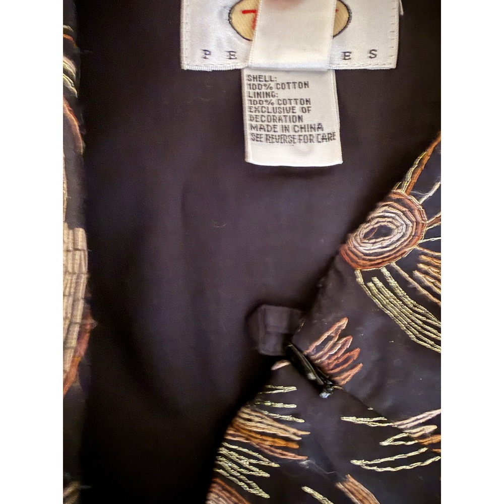 Talbots Petites Black Embroidered 100% Cotton A-Line Skirt Floral Midi - Picture 4 of 4